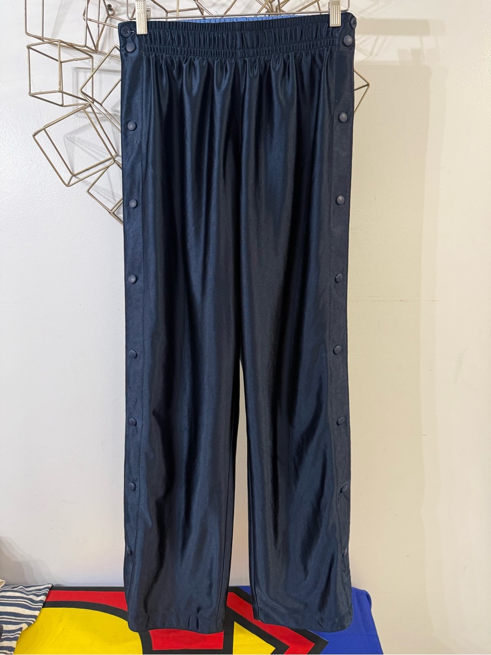 Men's navy Snap-Button Track Pants